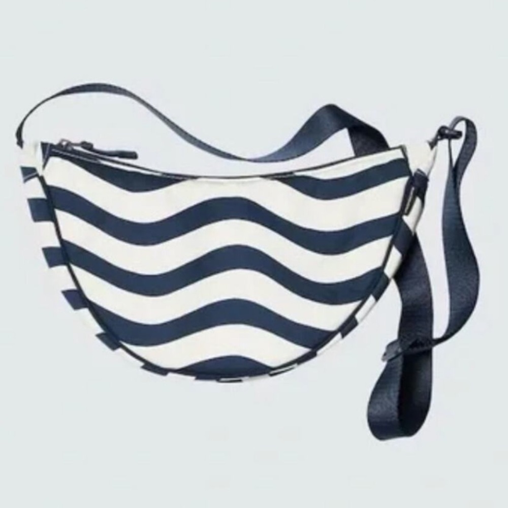 💙 NWT Marimekko x Uniqlo Wave Printed Round Shoulder Bag Navy Stripe 💙